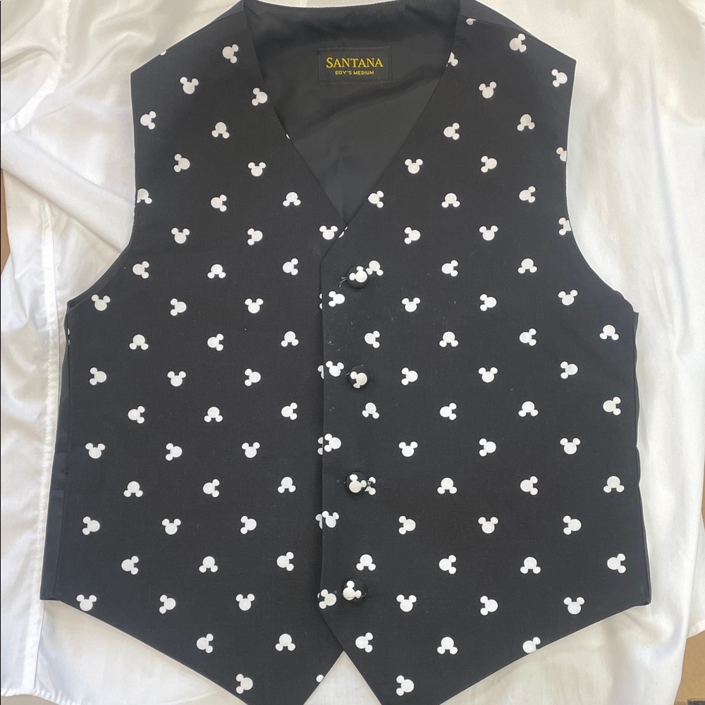 Mickey Mouse Black Vest with White Mickey Heads Pattern